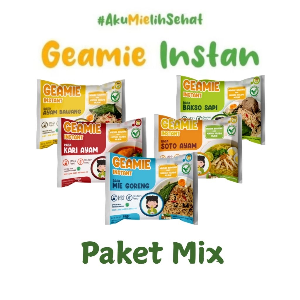 

GEAMIE Mie Instan Gluten Free Non MSG/ Paket Mix