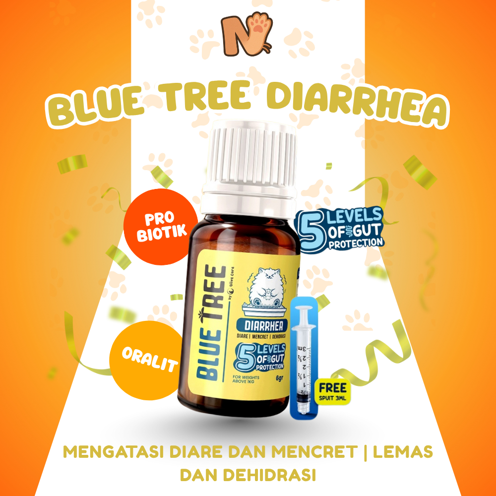 Olive Care Vitamin Obat Kucing BLUE TREE Diarrhea (Diare) dengan 5 Lapis Perlindungan Usus kandungan