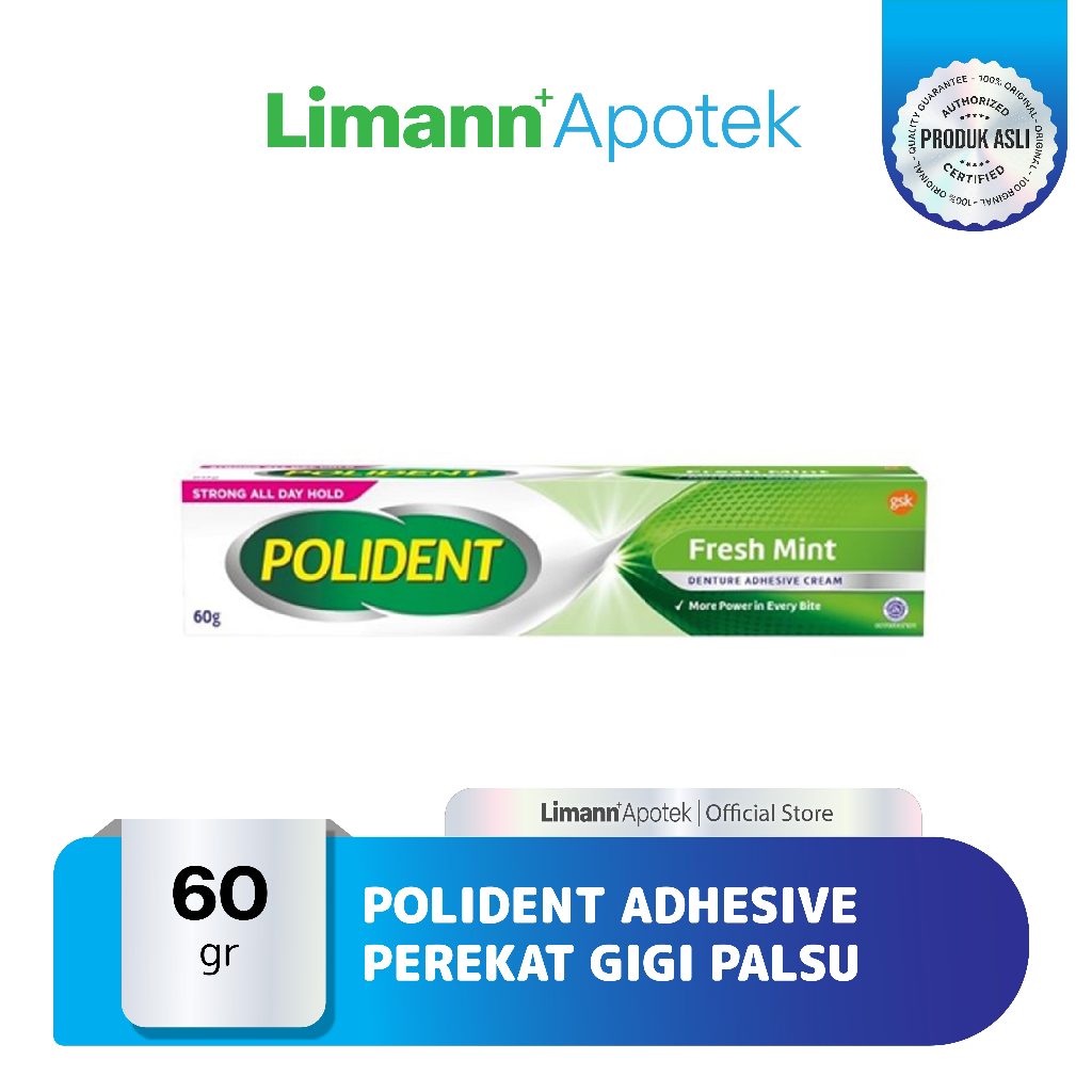 Polident Perekat Gigi / Lem Gigi Palsu 60gr