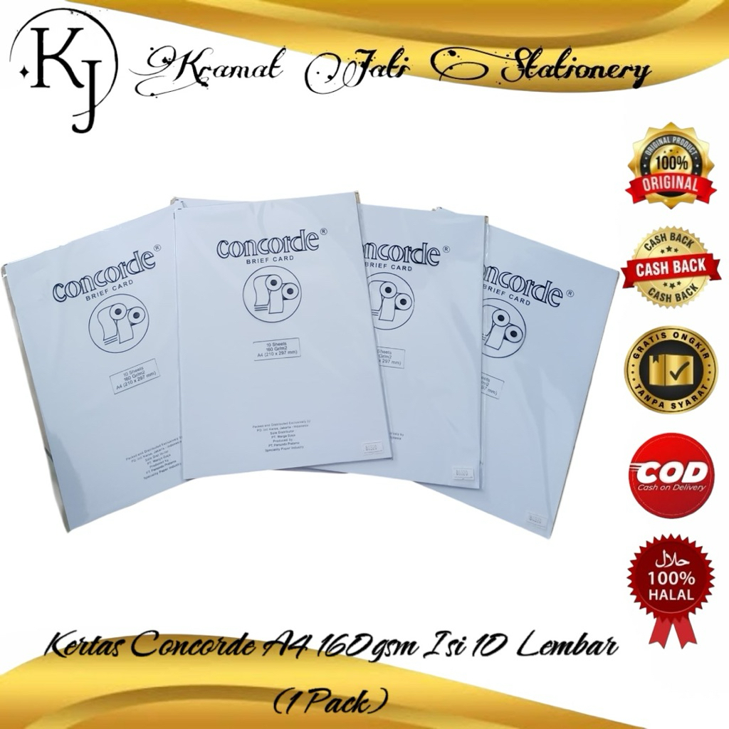 

Kertas Concorde A4 160gsm Isi 10 Lembar (1 Pack)