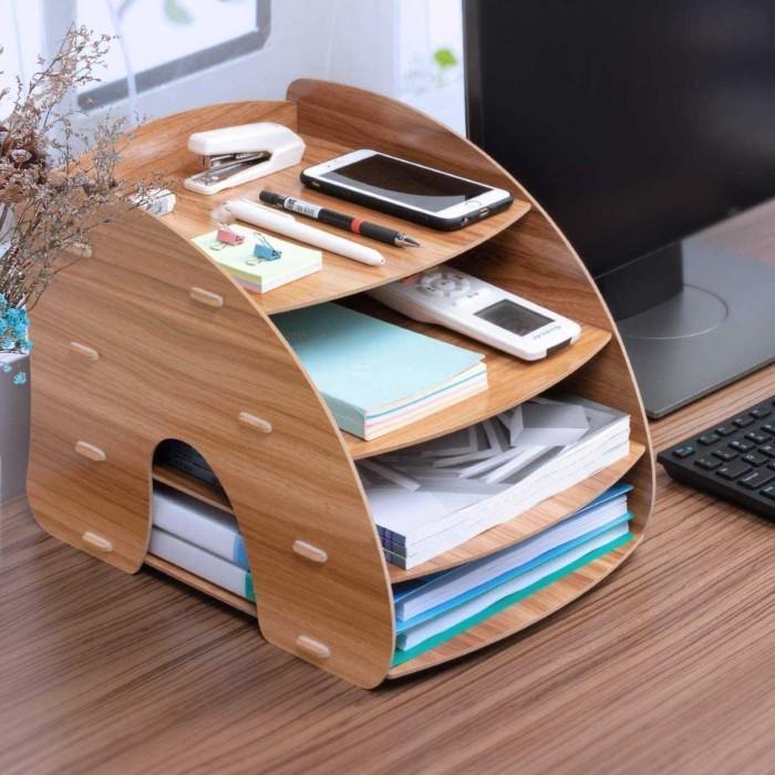 Aesthetic Stationery Desk Buku Rak Dokumen Organizer Meja Wadah Kerja
