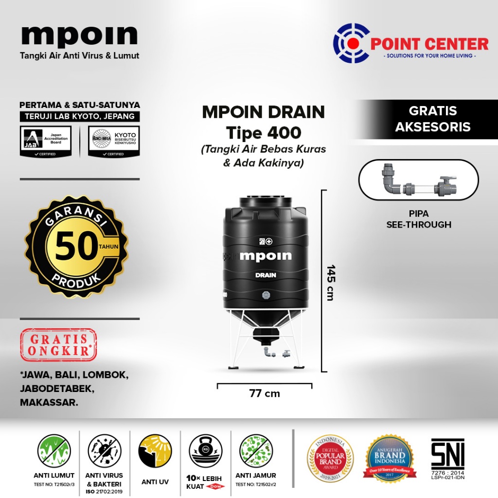 TERMURAH MPOIN TANGKI TANDON TOREN AIR 800L WAVE DRAIN - 800 DRAIN
