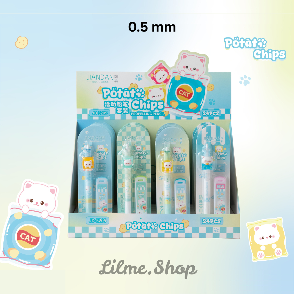 

Pensil Mekanik 0.5 mm Karakter Cute Cat Akrilik + Refill / Alat Tulis Pensil Anak Set Potato Chips Cat