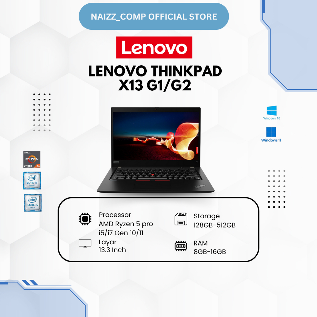 Lenovo Thinkpad X13 Gen 2 Ryzen 5 Pro 4650u Ram 16GB & 512GB l X13 Gen 1 Ryzen 5 Pro 4650u 16GB & 25
