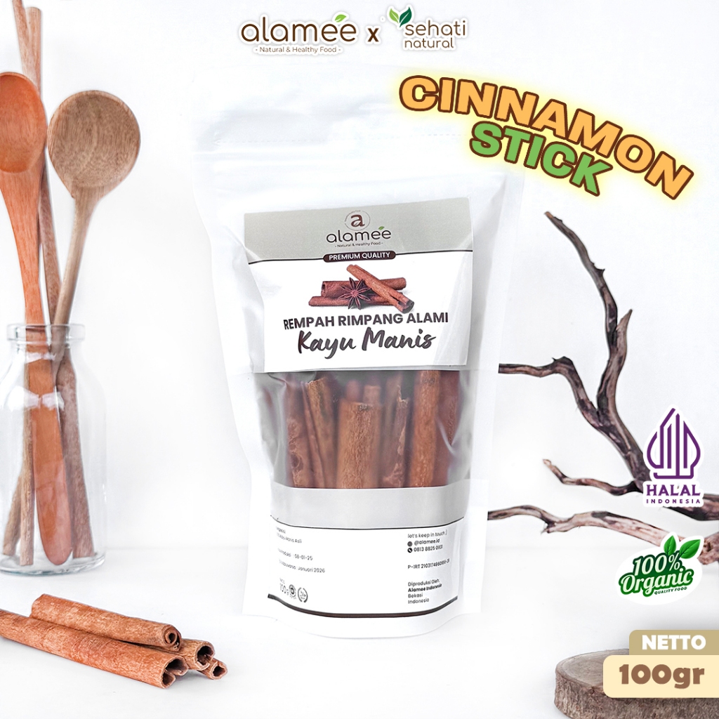

ALAMEE Kayu Manis Batang Cinnamon Stick Rempah Rimpang Organik Alami Bumbu Masak Dapur Seasoning 100