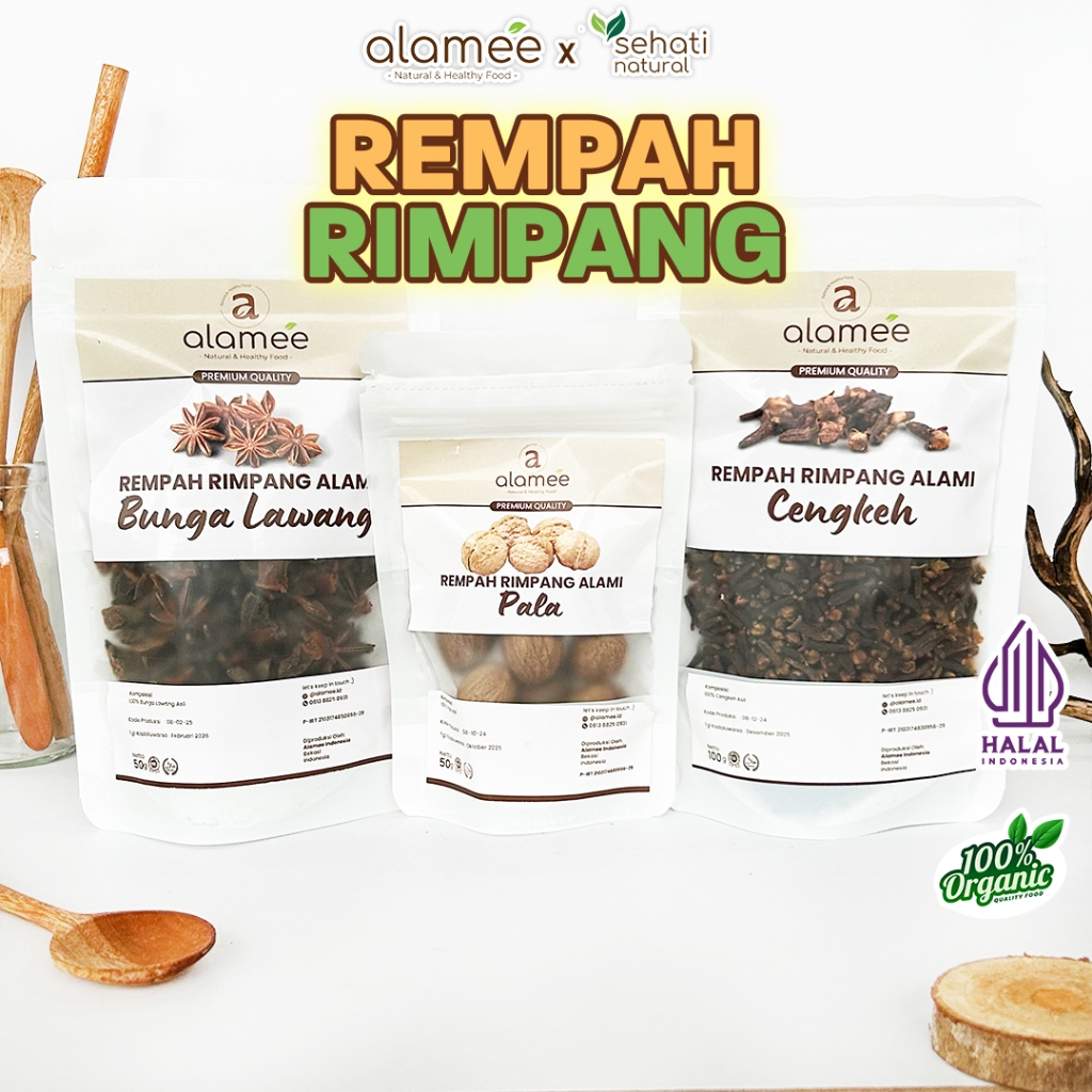 

Bumbu Dapur Rempah Kering Jahe Merah Kapulaga Ketumbar Lengkuas Kayu Manis Secang Cengkeh Lada Hitam