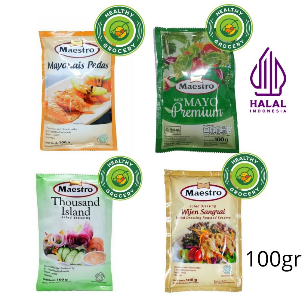 

Maestro Mayonaise 100gr / Mayo / Mayonais / Pedas / Wijen Sangrai / Thousand Island