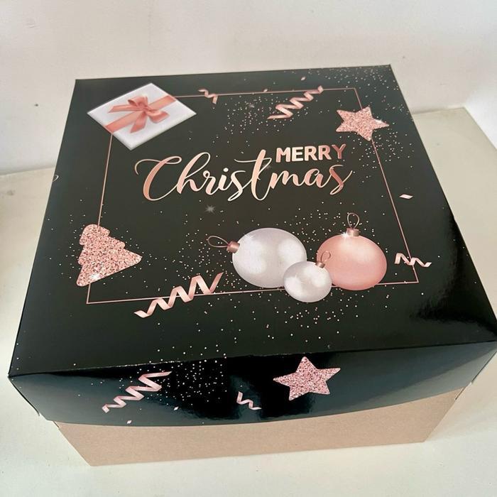 

box duplex premium motif tutup confenty merry christmas dus natal pinkky packaging hampers kue ukuran 22x22x10 cm