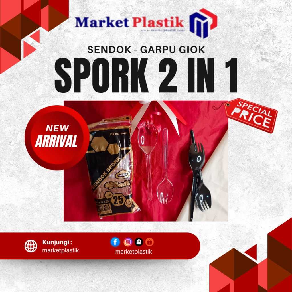 Sendok Garpu 2in1/ Sendok Garpu Plastik / Sendok Garpu Giok