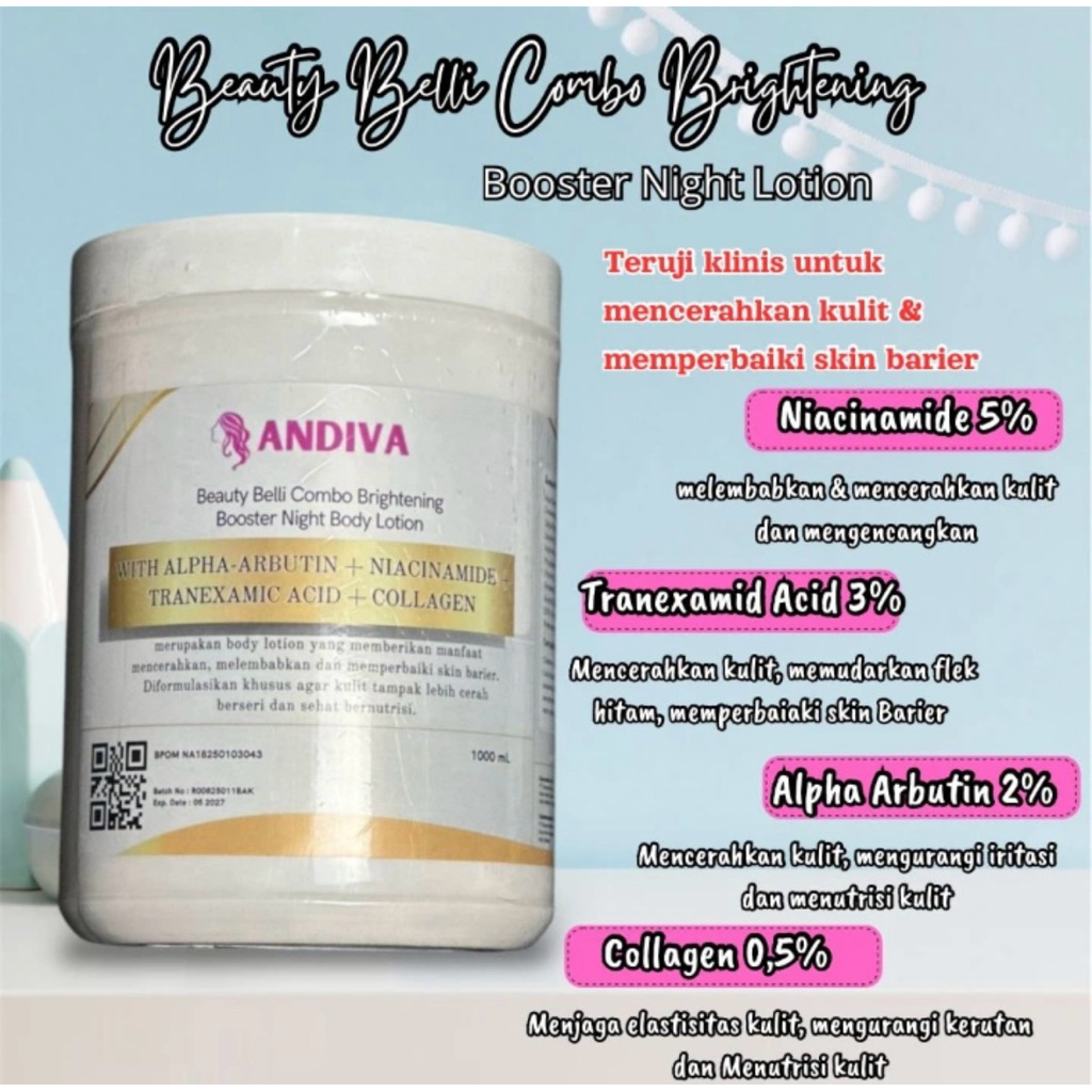 Body Lotion Andiva booster night handbody malam dosting