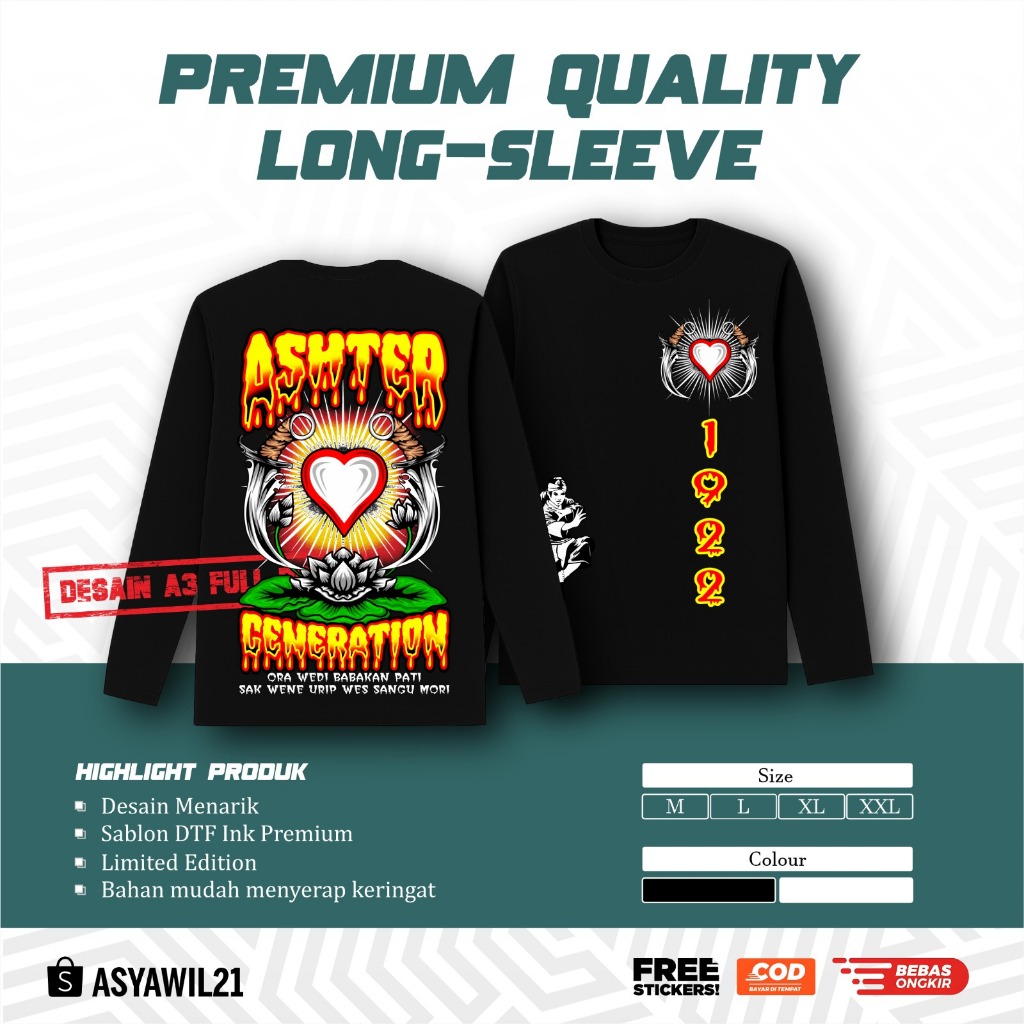 KAOS LENGAN PANJANG PSHT ASHTER GENERATION - T-SHIRT LONGSLEEVE PSHT - KAOS LENGAN TANGAN PANJANG PS