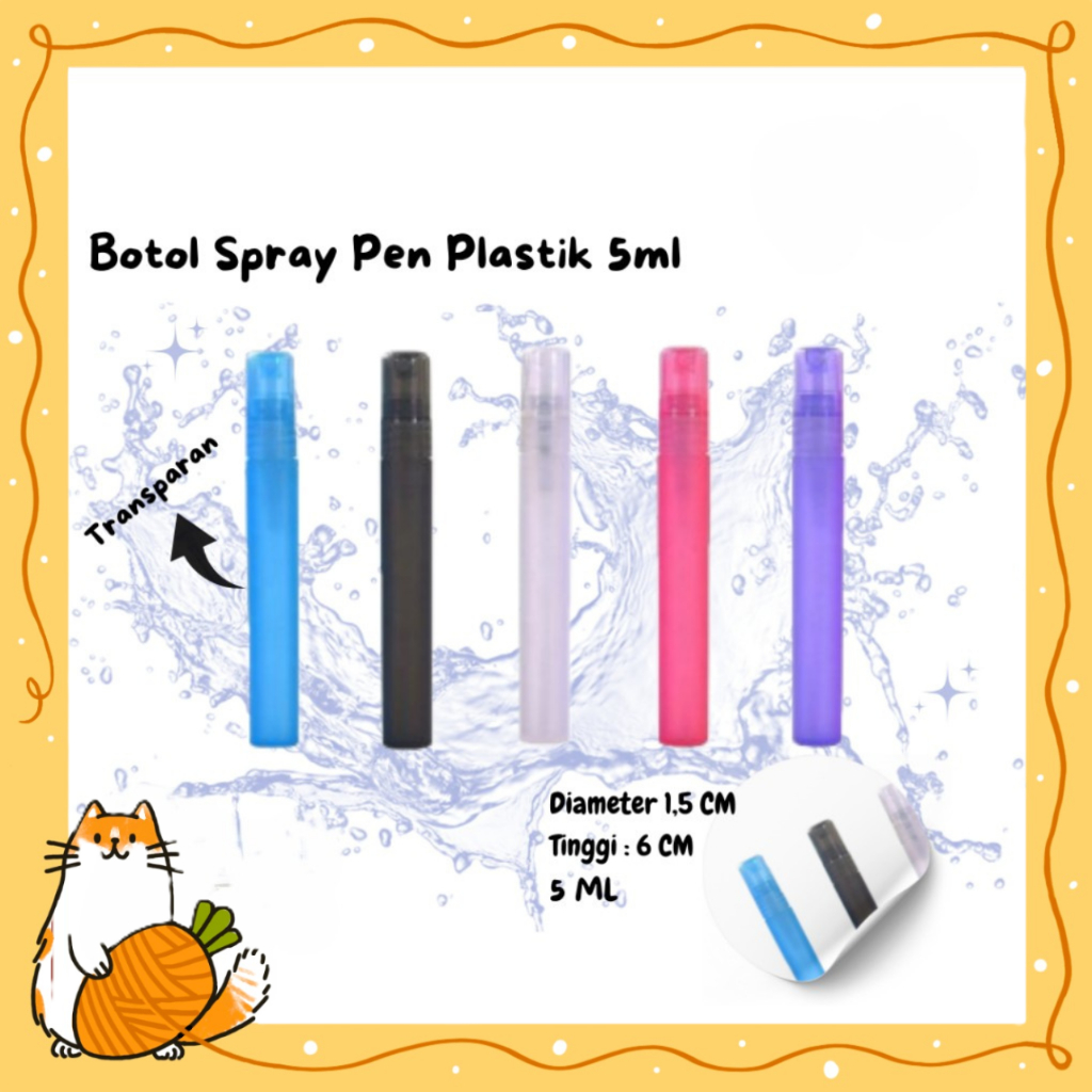 Botol Spray Pen Plastik 5ml- Transparan / Warna Doff / Frosted / Botol Parfum