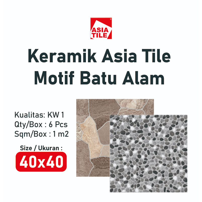 Keramik Lantai Kasar Motif Batu Alam 40x40 Asia Tile