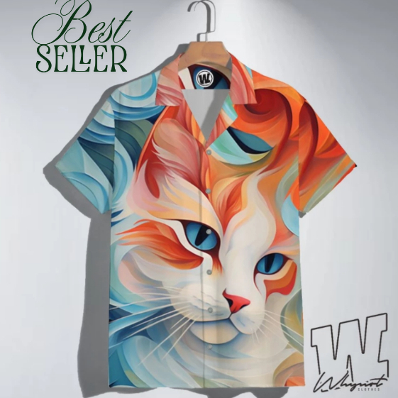WHYNOT - Kemeja FullPrint Motif Abstrak Cat Full Color - KEMEJA PRIA DAN WANITA