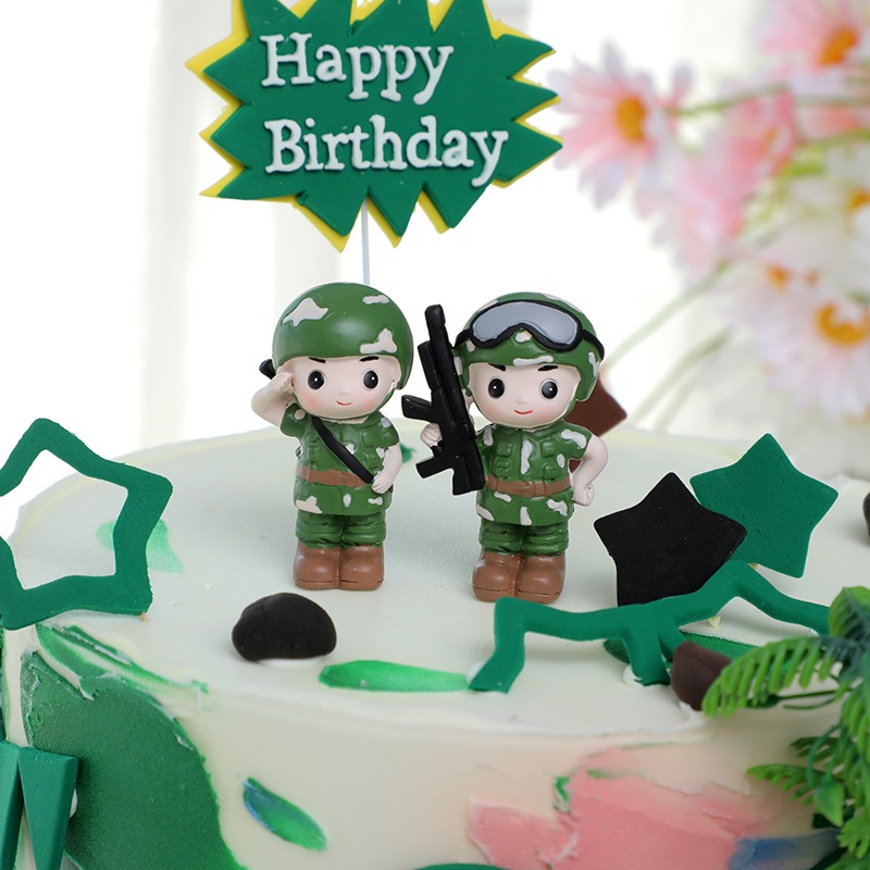 Dekorasi Hiasan Kue Ulang Tahun Tentara - Prajurit Tema Militer Birthday Cake Topper