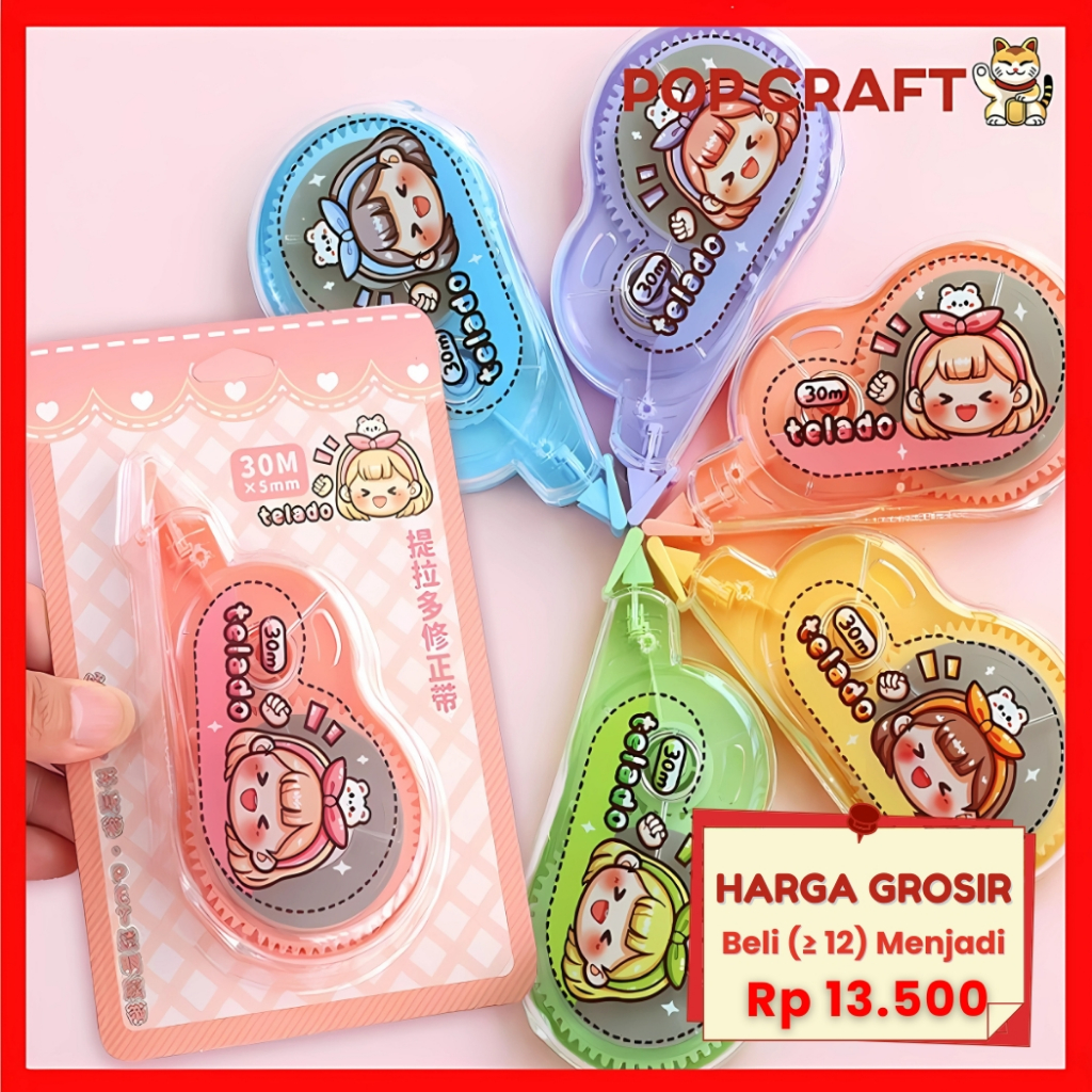 

PC Tipe Ex Dodogirl Corection Tape / Tipe X Roll Menghapus Tulisan Correction Tape Karakter TLD127