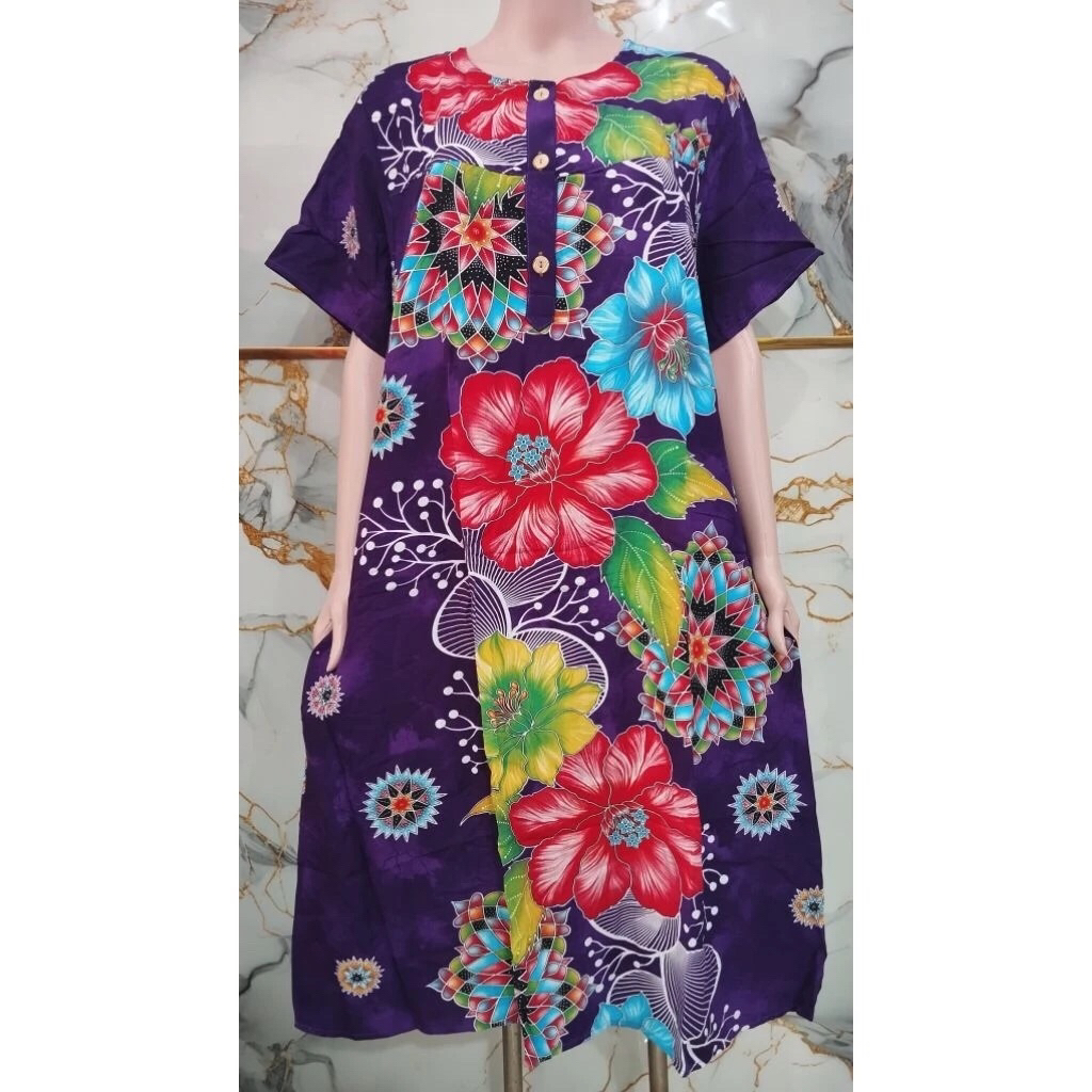 Daster kencana ungu lengan pendek motif terbaru/model terbaru dasarnya bagus adem bisa COD