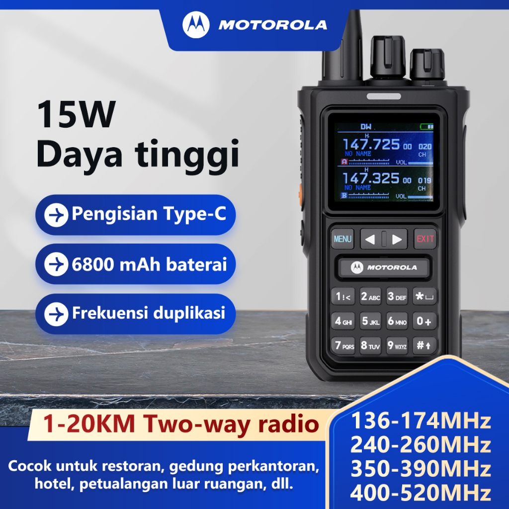 HT Two Way Radio Motorola HX-8100 Portabel Uhf+Vhf 256 channel Radio dua arah 15Watt Walkie talkie j