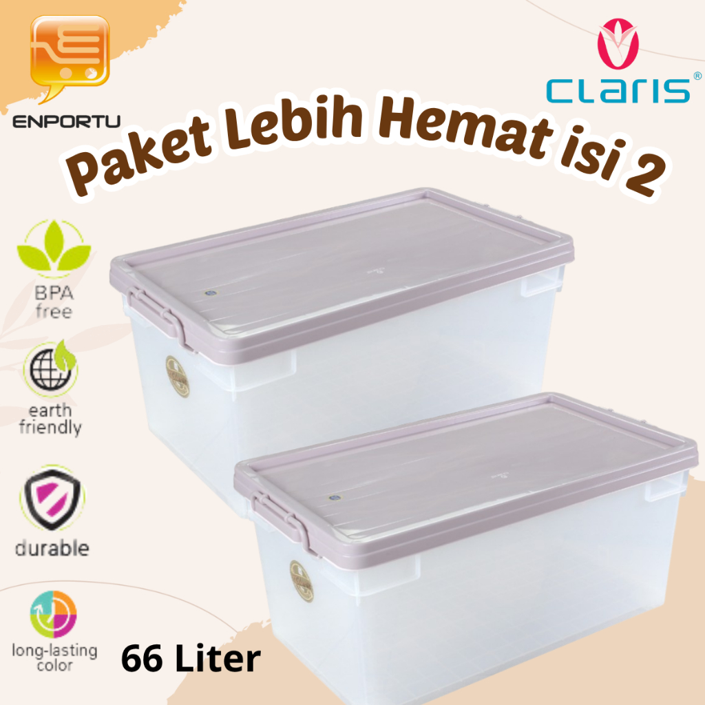 CLARIS Paket 2 Pcs Kotak Penyimpanan Serbaguna Nexis 1022 RE 66 Liter