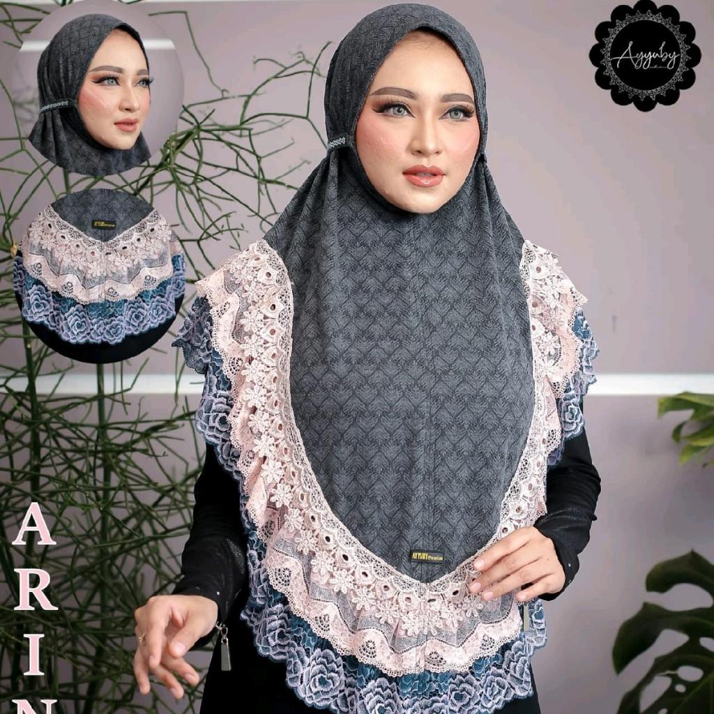 DEWISA SHOP- Hijab Instan ARINI RENDA Nonpad Mimosa Premium Ori Ayyuby Hijab