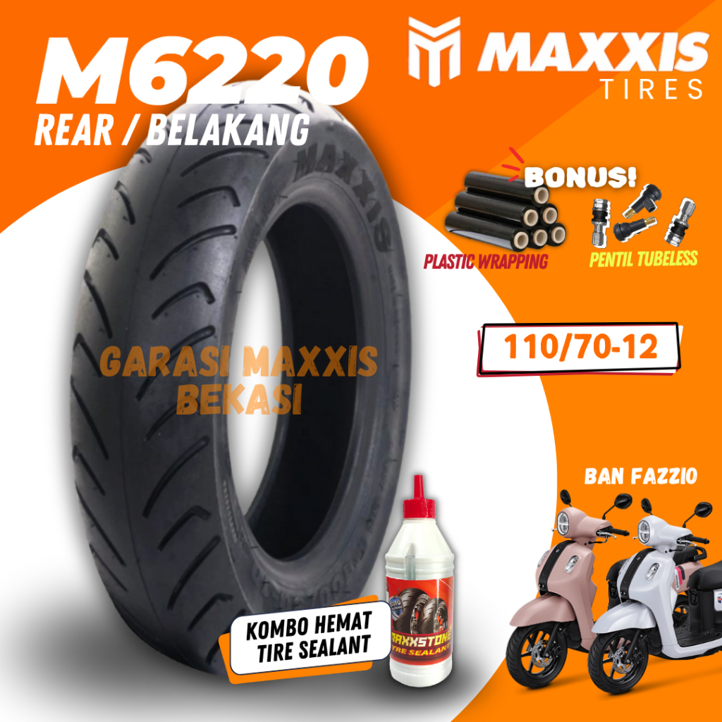 [READY COD] BAN MAXXIS M6220  / M 6220 BAN MAXXIS RING 12 110/70-12 / BAN MAXXIS FAZZIO TUBELESS BAN