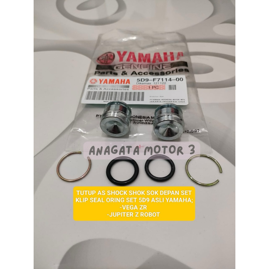 TUTUP AS SHOCK SHOK SOK DEPAN SET KLIP SEAL ORING SET 5D9 ASLI YAMAHA:  -VEGA ZR  -JUPITER Z ROBOT