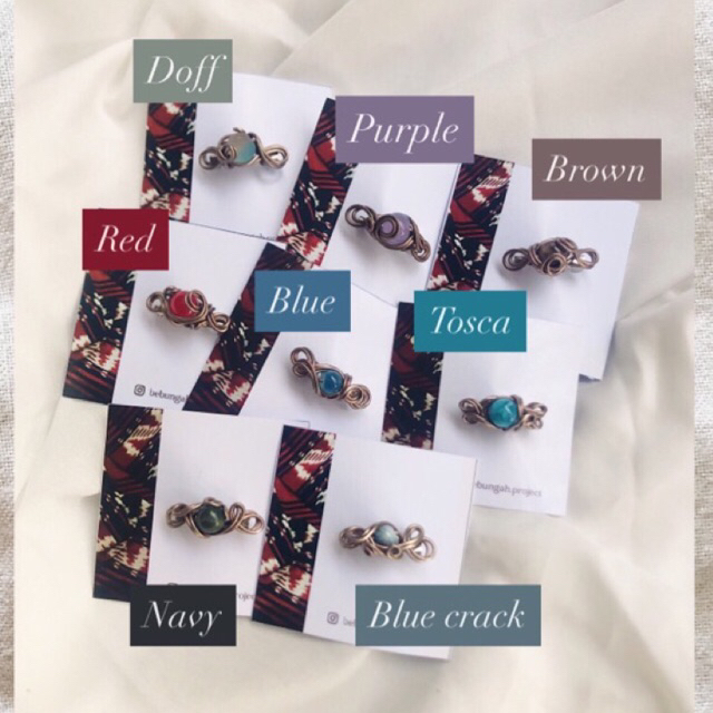 Bebungah Project - Bros Dagu Hijab Kawat Tembaga Manik Batu Marmer