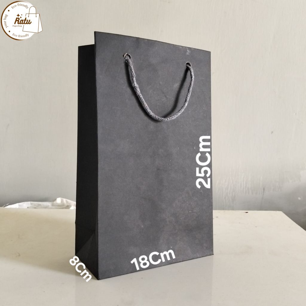 

Tas Kertas murah/Paperbag Murah/Wafer Hitam 18x8x25