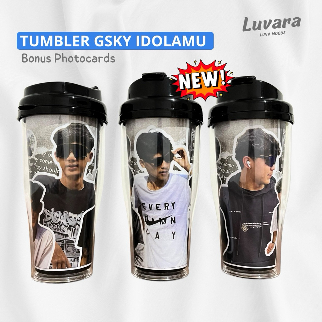 Tumbler Black New Design GSKY Monochrome Botol Minum Gambar Bonus Photocard GSKY