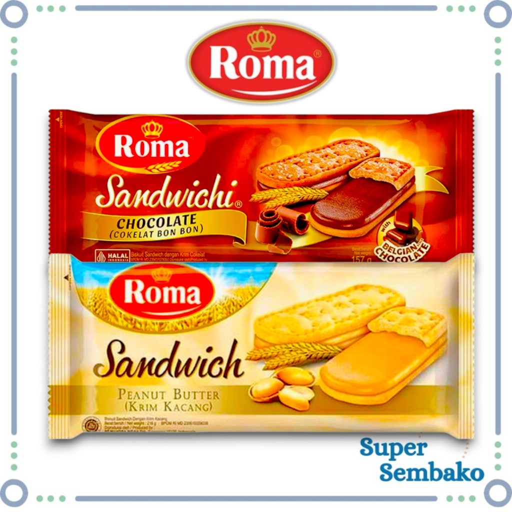 

SNACK BISKUIT COKELAT KACANG ROMA SANDWICHI CHOCOLATE BON BON PEANUT BUTTER