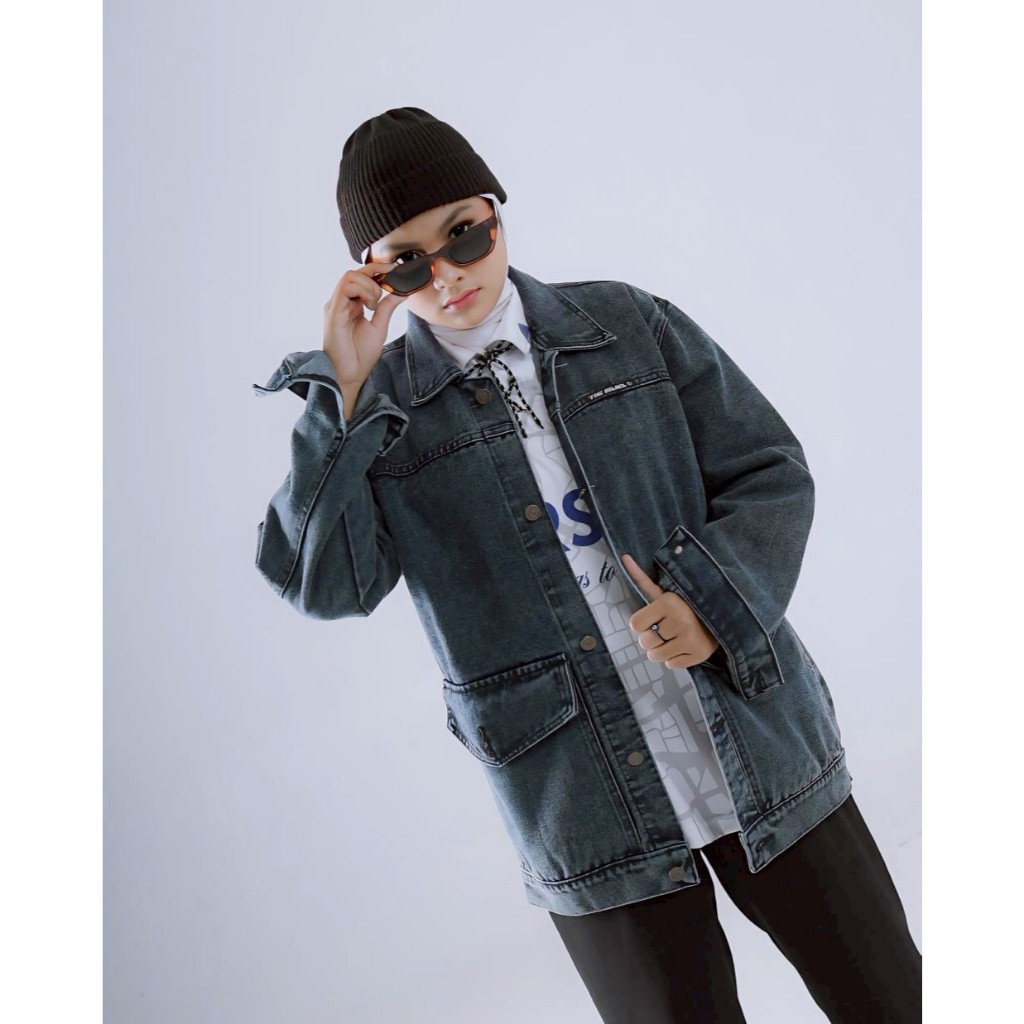 Jacket Jeans Chore Coat - Jeans Denim Chore Coat Parka Washed Cassual Wanita Premium