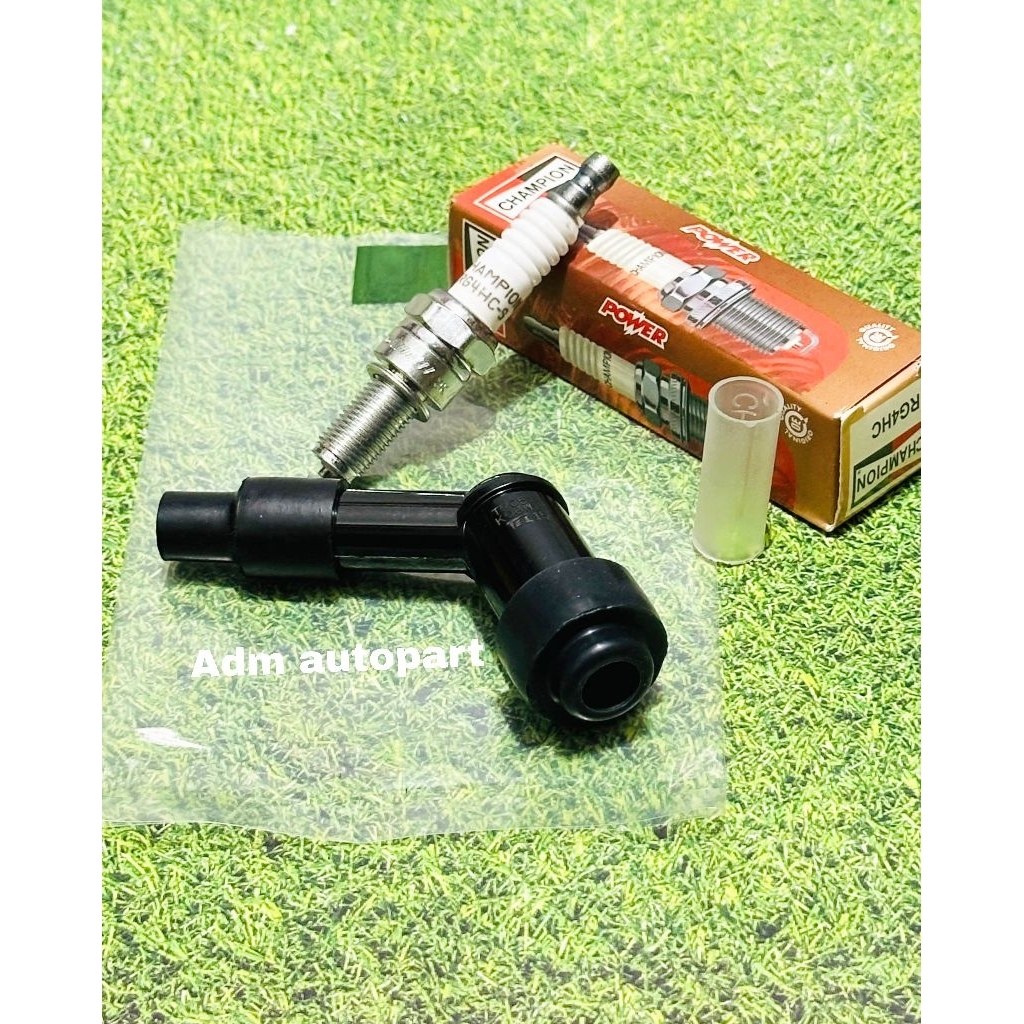 Busi Champion POWER RG4HC + Tutup Busi Cop Busi KVY NGK ORI Beat fi Scoopy fi Spacy fi Vario 110 Fi 