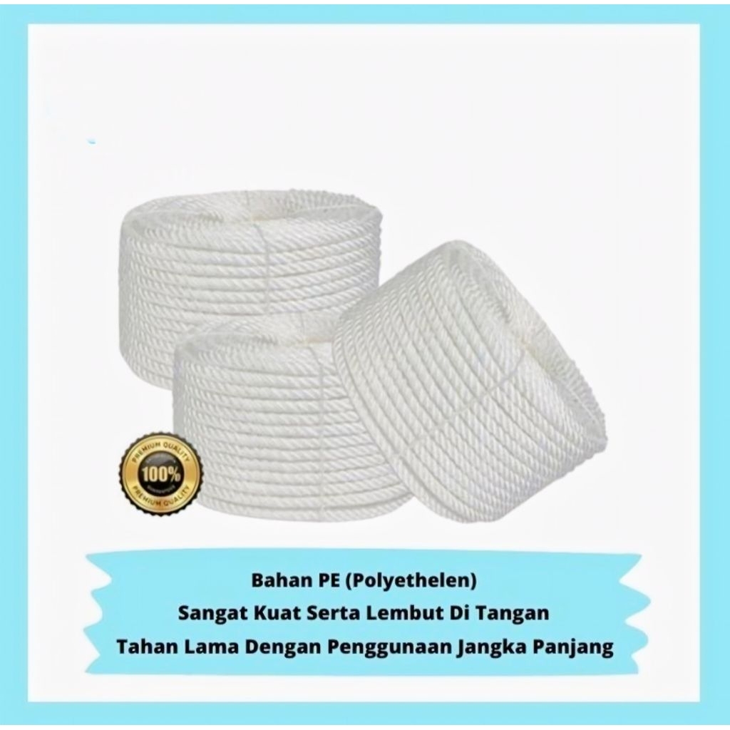 

Tali nylon /tali Tambang Nylon Besar 18mm -20mm -22mm -24mm Tali Putih Per 1 Meter -