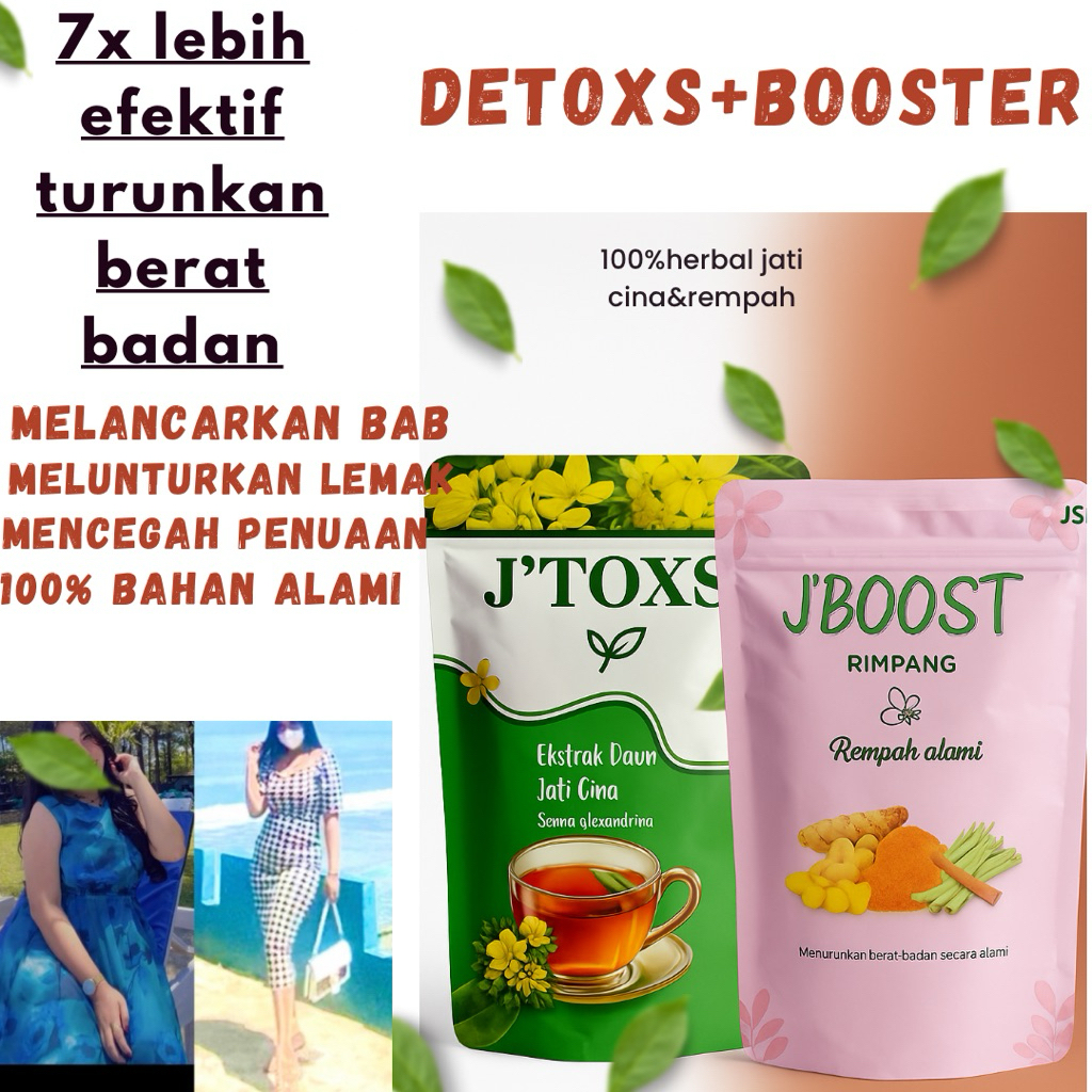 

detoxs dan booster untuk diet herbalmu Jtoxs teh daun jati cina alami dan Jboost super teh rimpang dari rempah alami