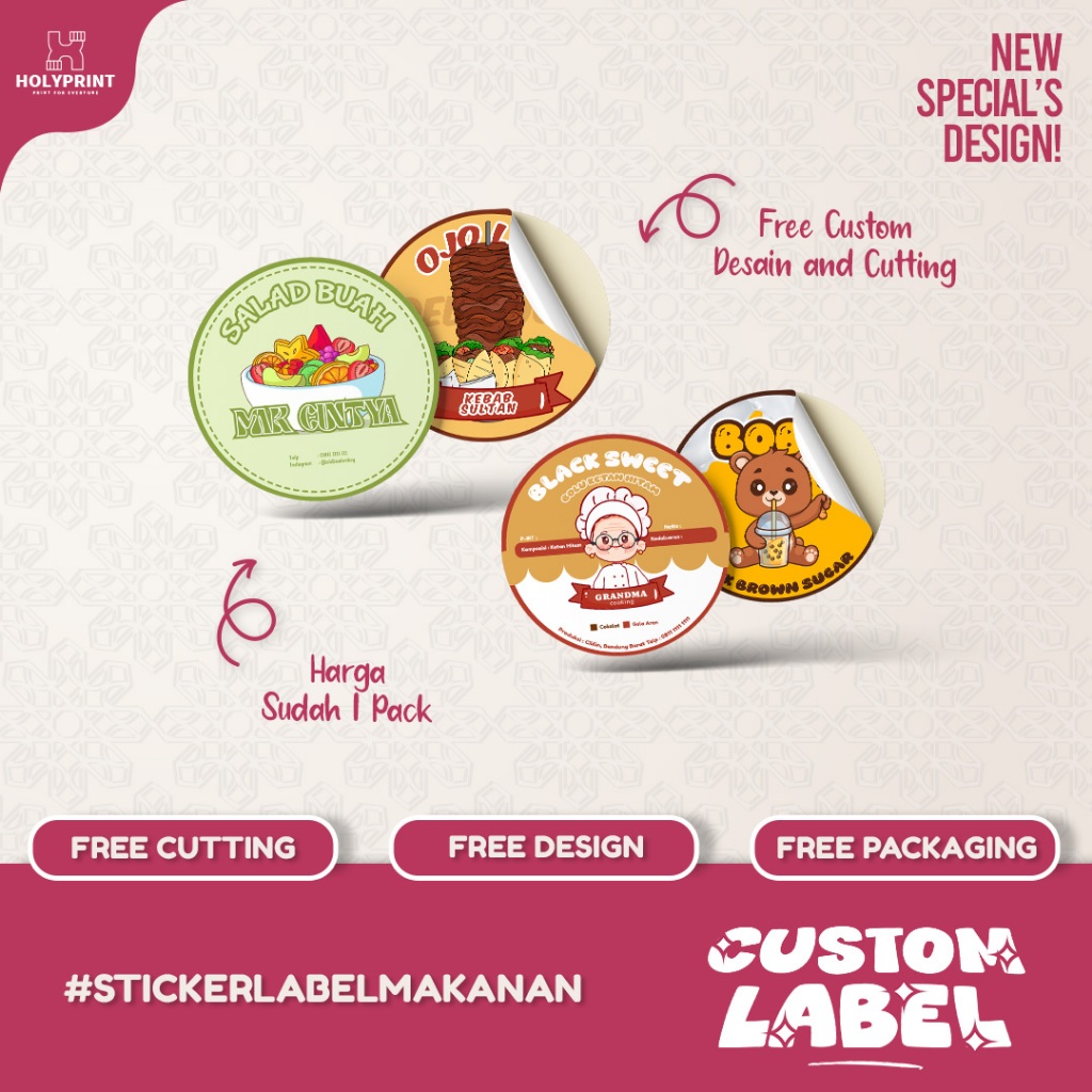 

Stiker Label Bulat Sticker Makanan Kemasan Produk Botol Minuman Custom (Chromo)