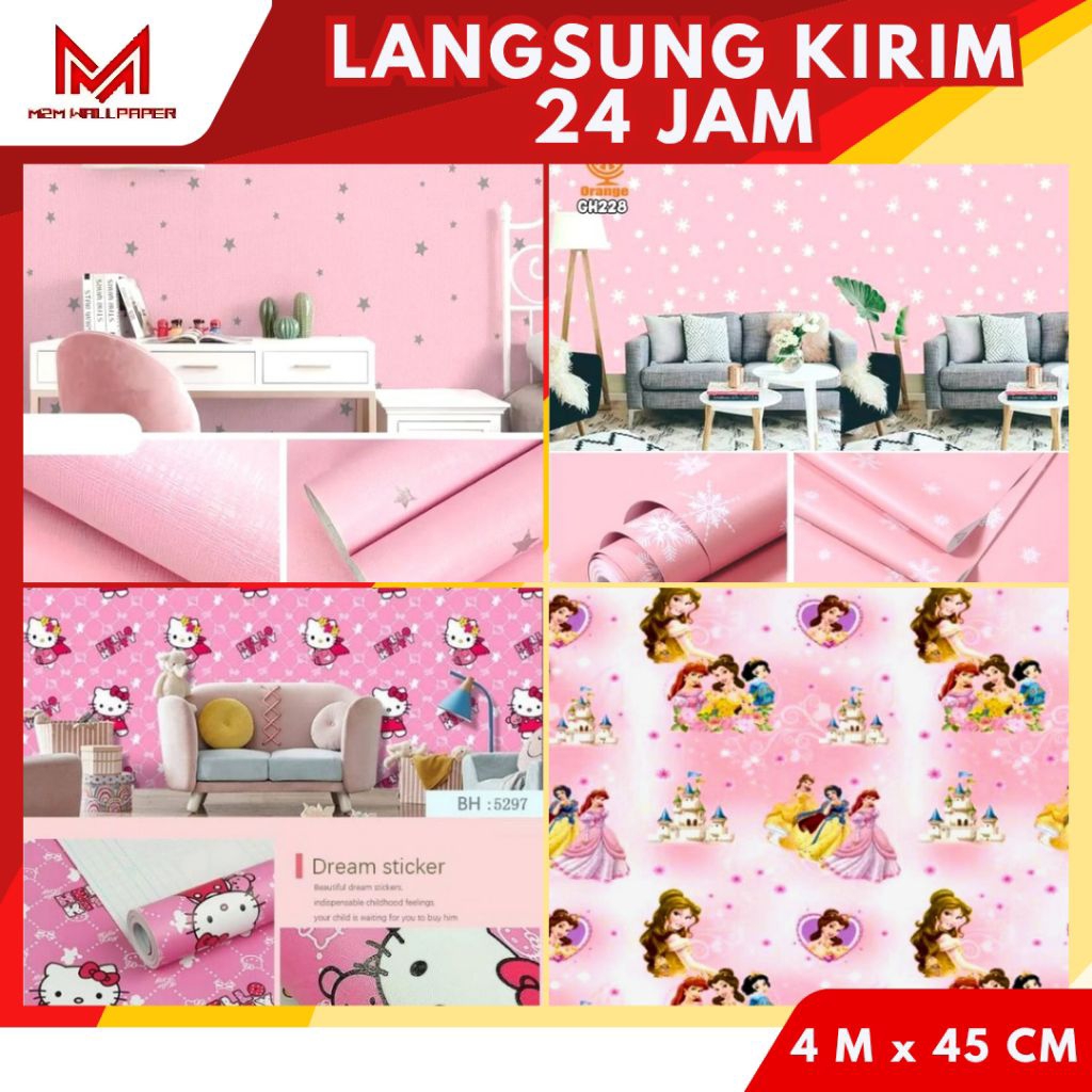 Wallpaper Dinding Karakter Anak Wallpaper Dinding Motif Hellokitty Wallpaper Dinding Anak Cewek Wall