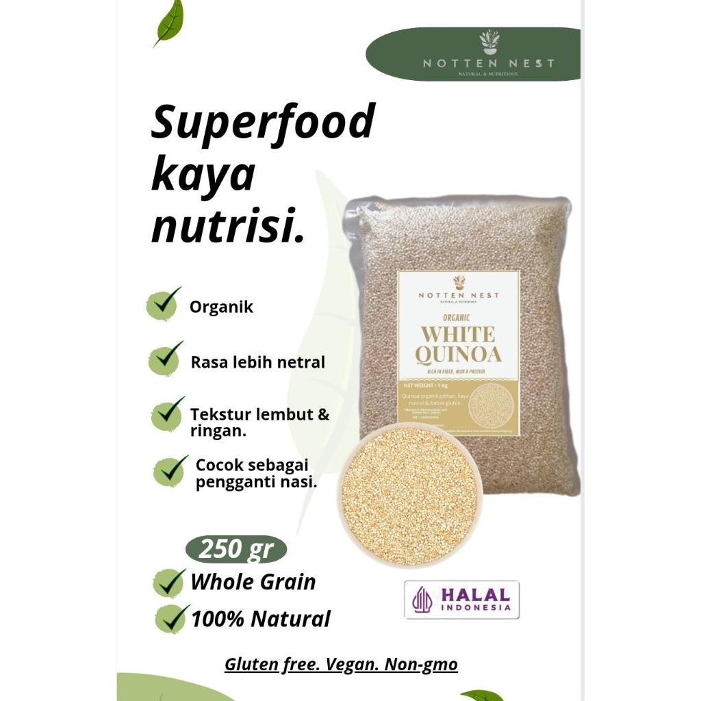 

White Quinoa 250gr - Superfood Quinoa Putih Asli - Sumber Protein Nabati & Kaya Serat