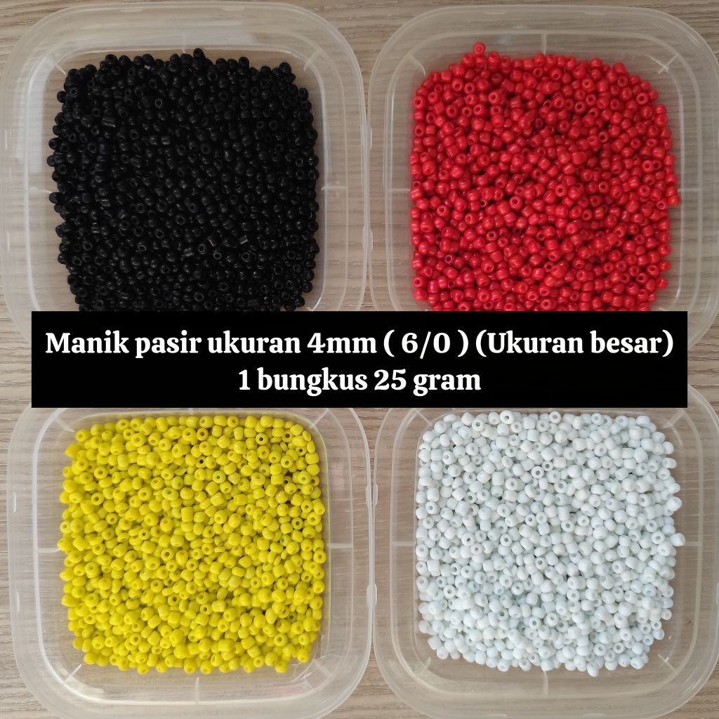 25 gram manik pasir 6/0 4mm / manik pasir 6/0 / manik pasir 6/o / manik pasir 4mm / mote pasir 4mm /
