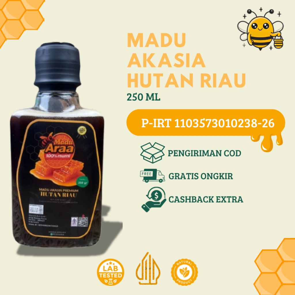 

Madu Araa Akasia - 250 ML Murni hutan riau - Asli - Original - Nectar - 100% - Tanpa campuran - Honey - Herbal