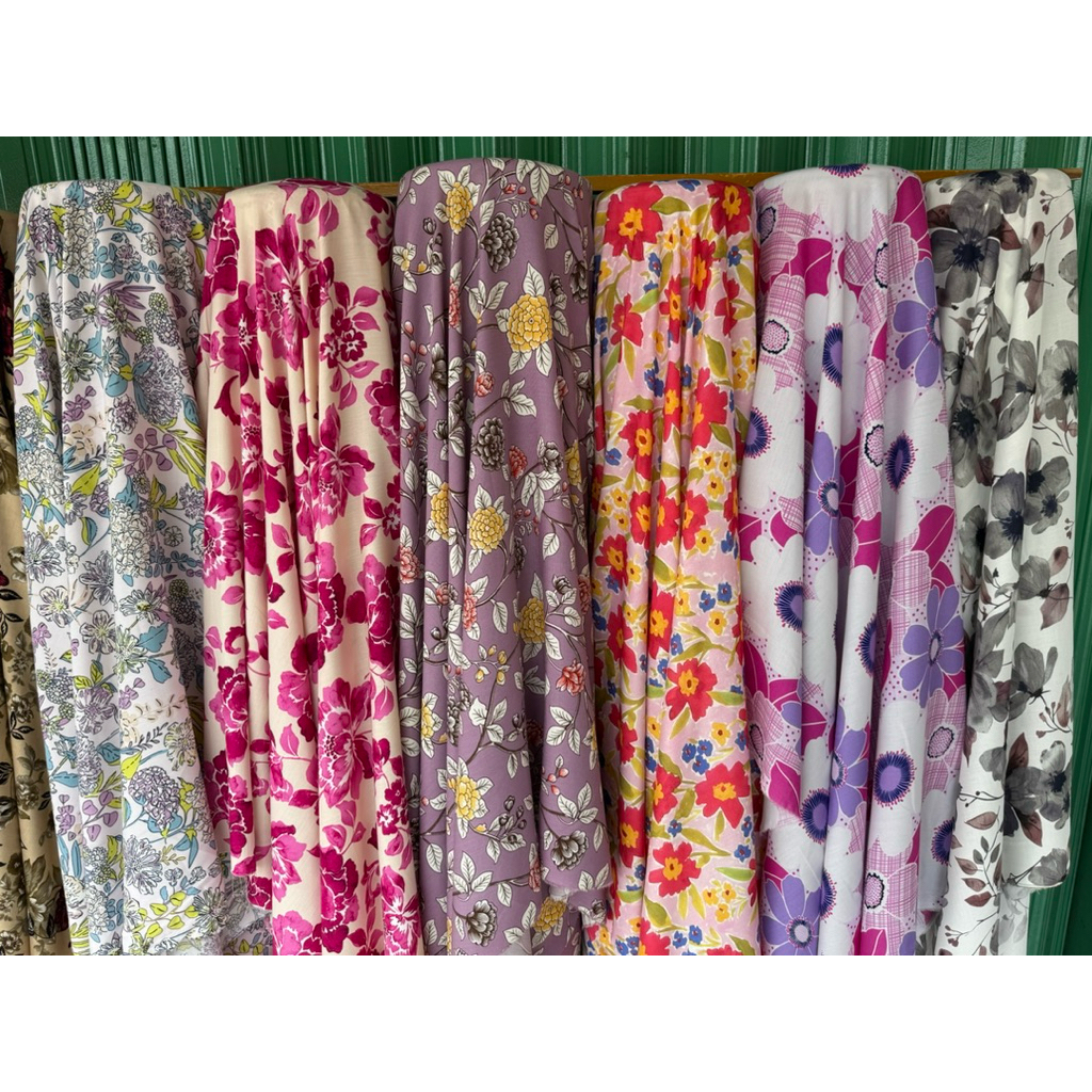 kain katun rayon/bahan rayon premium/rayon viscose/motif bunga terbaru/bahan meteran/kain meteran-kd