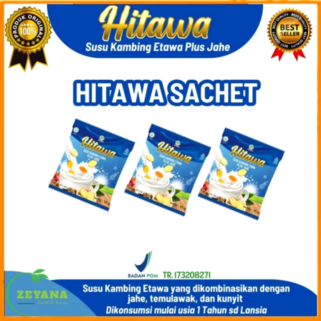 

HITAWA SACHET | 25gr /pcs | Susu Kambing Etawa Plus Herbal Jahe Kunyit Temulawak | Sehat Nyeri Sendi dan Tulang