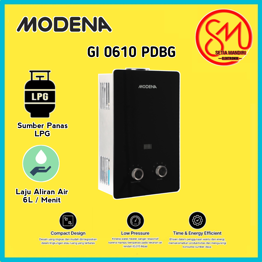 MODENA Water Heater Gas NEW GI0610PDBG | GI0631L Pemanas Air instant hot SMEC