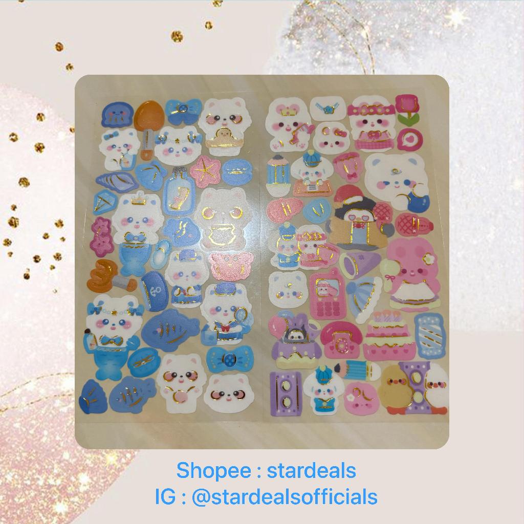 

Sticker Hologram Waterproof Motif Karakter Kartun Lucu Sticker DIY Hiasan Buku Kertas Stiker Motif