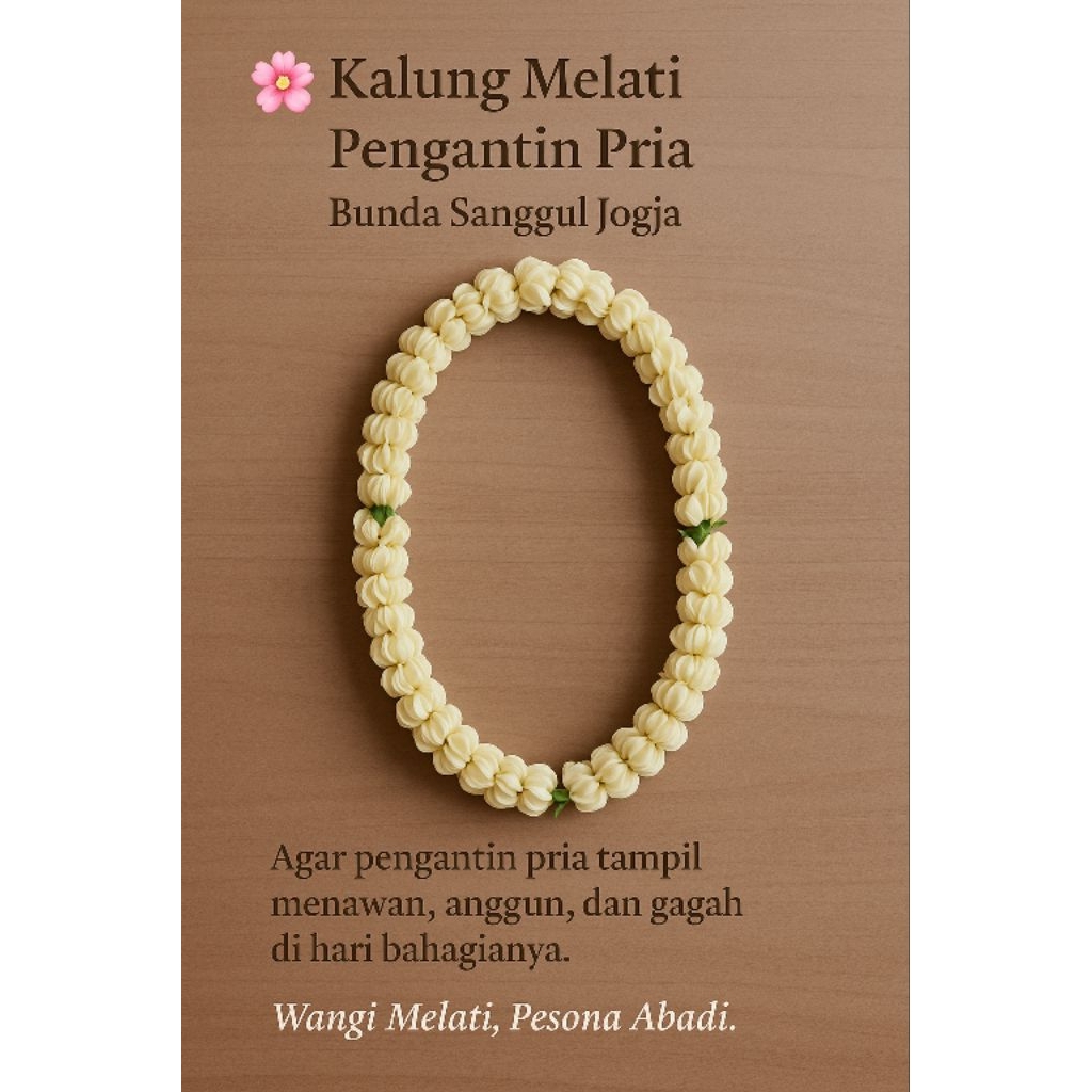Kalung melati pengantin pria mekar