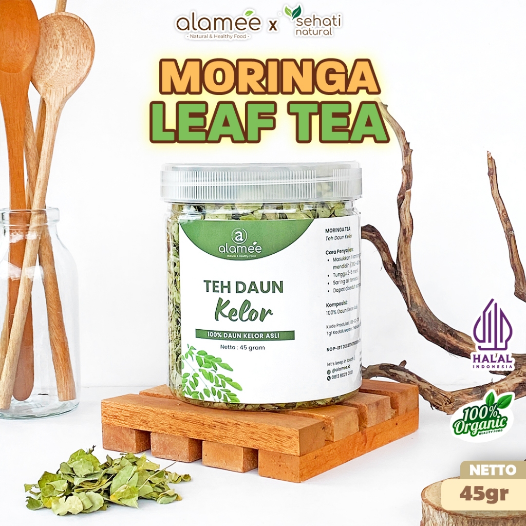 

ALAMEE Teh Daun Kelor Herbal Alami Moringa Tea Flower Asli Kering Organik Siap Seduh Minum 45gr