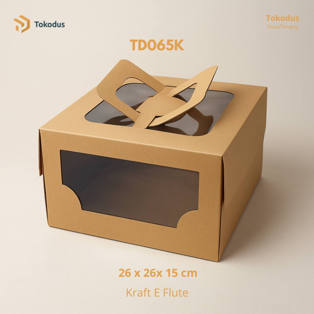 Box Kue Bolu Mika Jinjing | Box Kue Mika Handle | Dus Bolu | Dus Kue uk 26 x 26 x 15 cm - Tokodus Ci