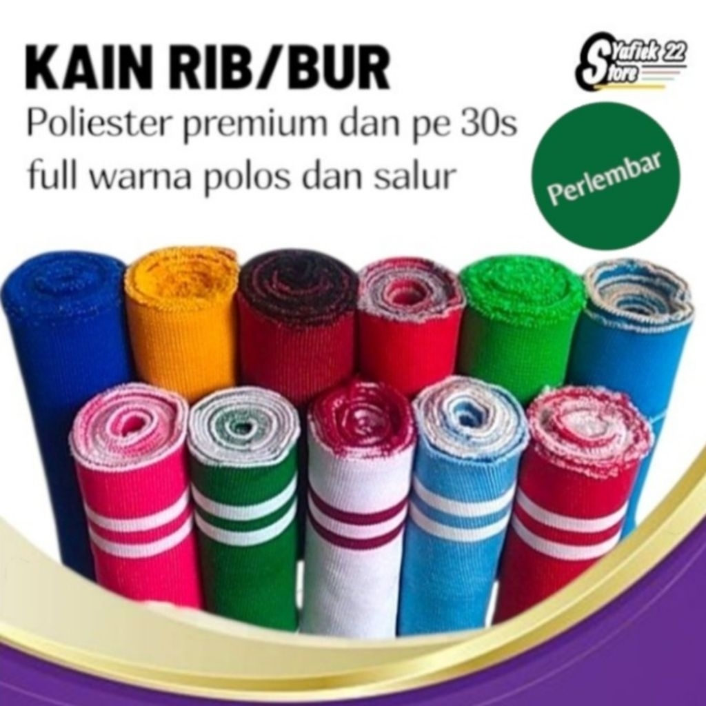 KAIN RIB Premium polos dan salur harga perlembar