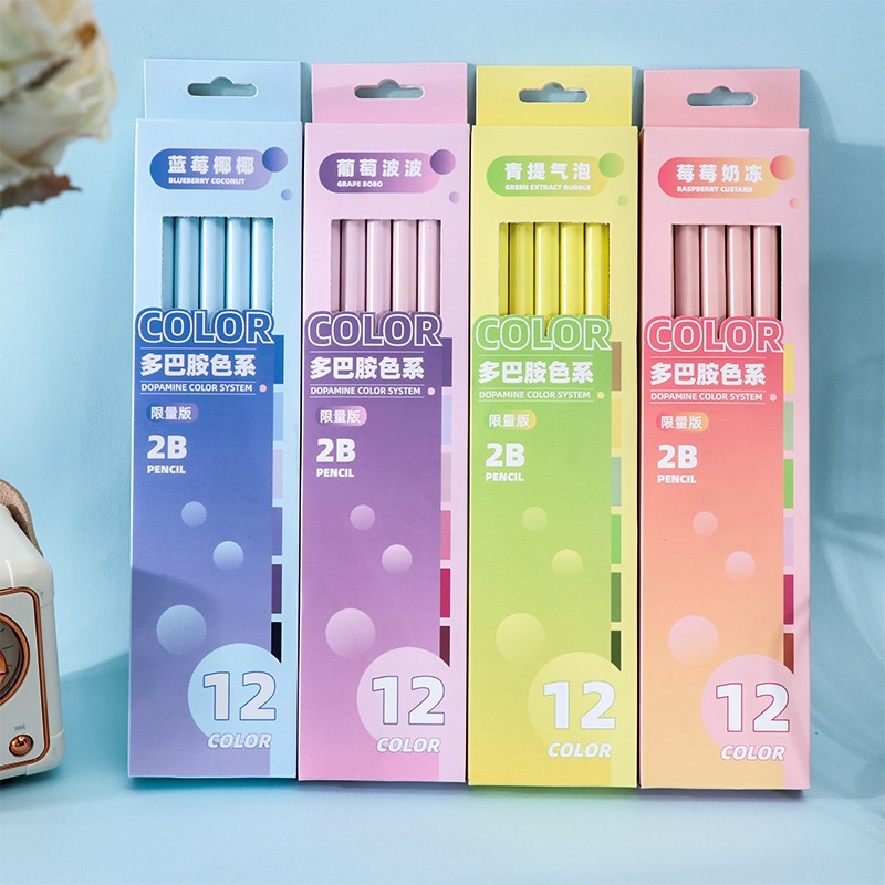 

3693 Pensil Hitam 2B isi 12 / Pastel Pencil color / Aesthetic stationery warna Macaroon