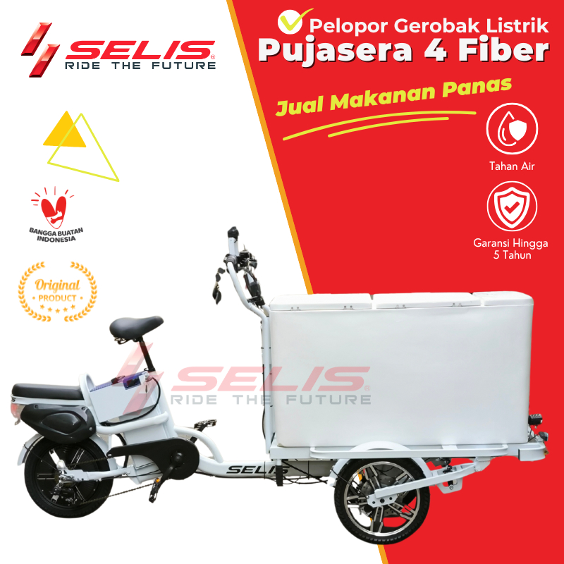 SELIS - Gerobak Listrik Pujasera 4 Fiber  ( Gerobak Sepeda Listrik / Gerobak Kopi / Gerobak Sepeda /