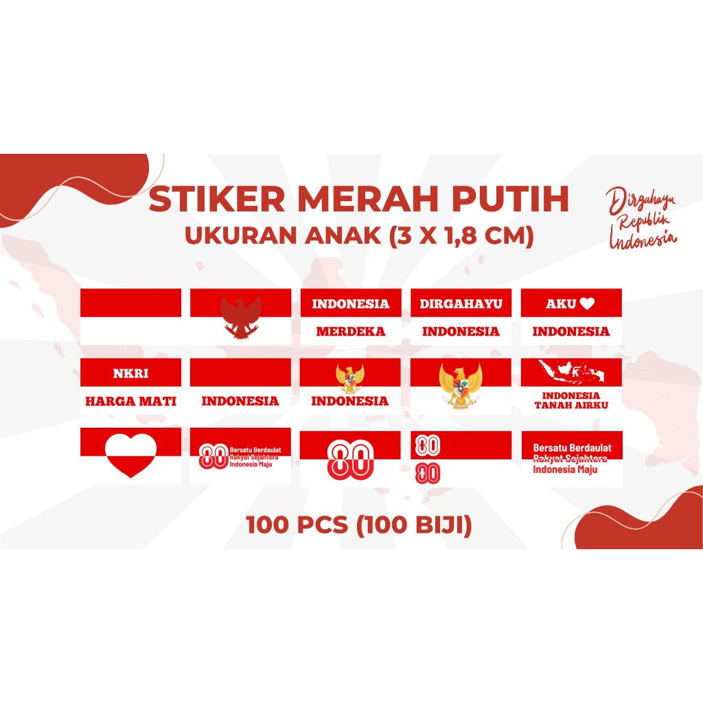 

Stiker Pipi Merah Putih 100 Pcs / Sticker Bendera Pipi / Stiker Tempel Pipi / Ukuran Kecil Anak